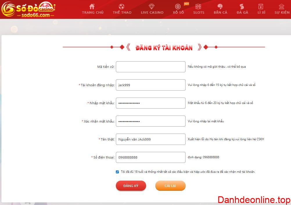 đăng ký nhà cái sodo66